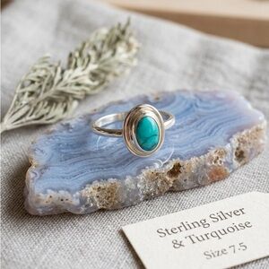 Serene Turquoise Shadow Box Solitaire Ring